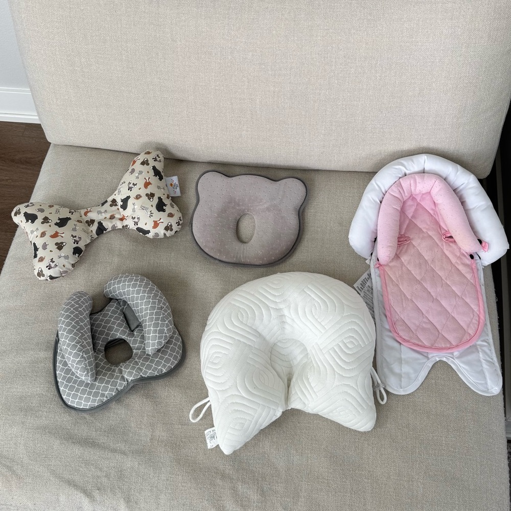 Baby Support Pillow Set in Pink, Gray, and White